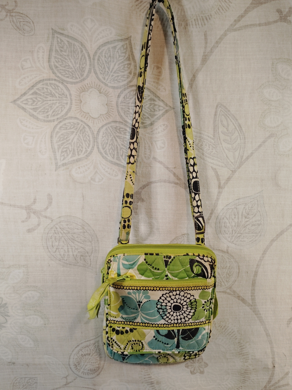 Vera Bradley Green Floral Quilted Crossbody Bag